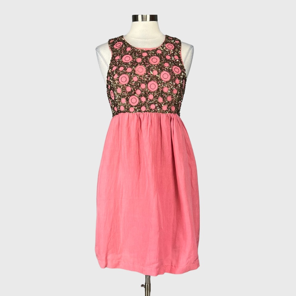 Roberta Freymann Womens Sleeveless Dress Rose Pink Metallic Sequin size Medium